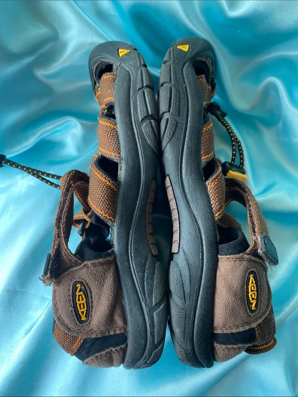 Keen Kids Brown Orange and Black Sport Sandals with Bungee Lacing